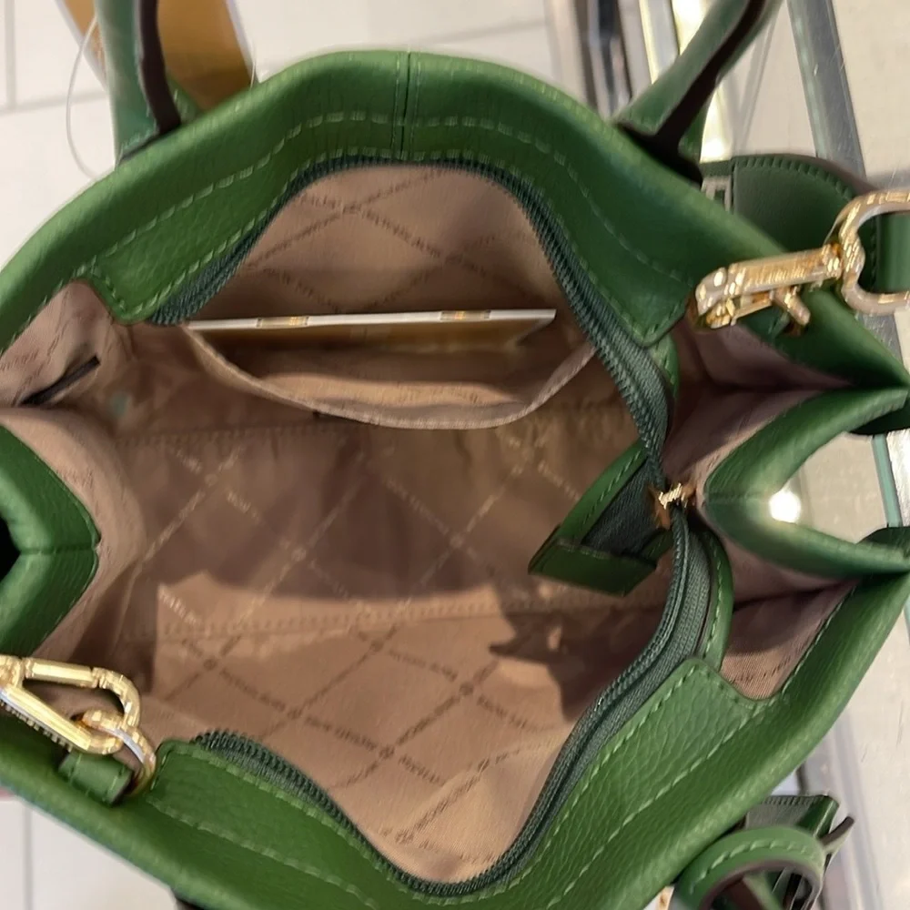 MICHAEL KORS  Mirella Small Pebbled Leather Crossbody Bag Fern Green NWT